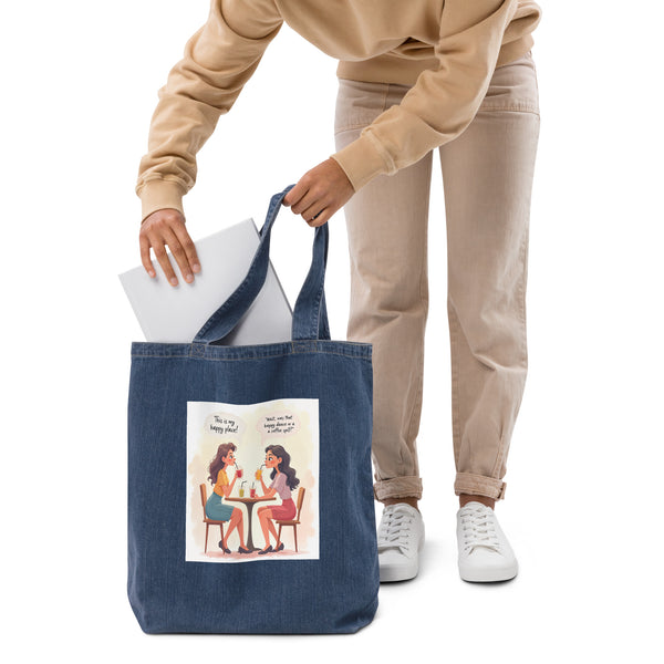 Happy Place Vibes - Organic Tote for Besties - - Tote Bags
