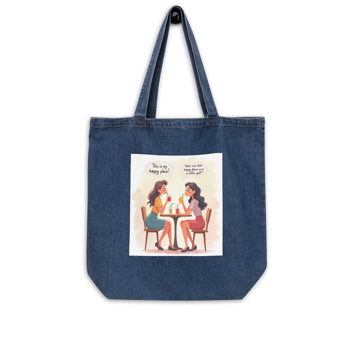 Happy Place Vibes - Organic Tote for Besties - - Tote Bags