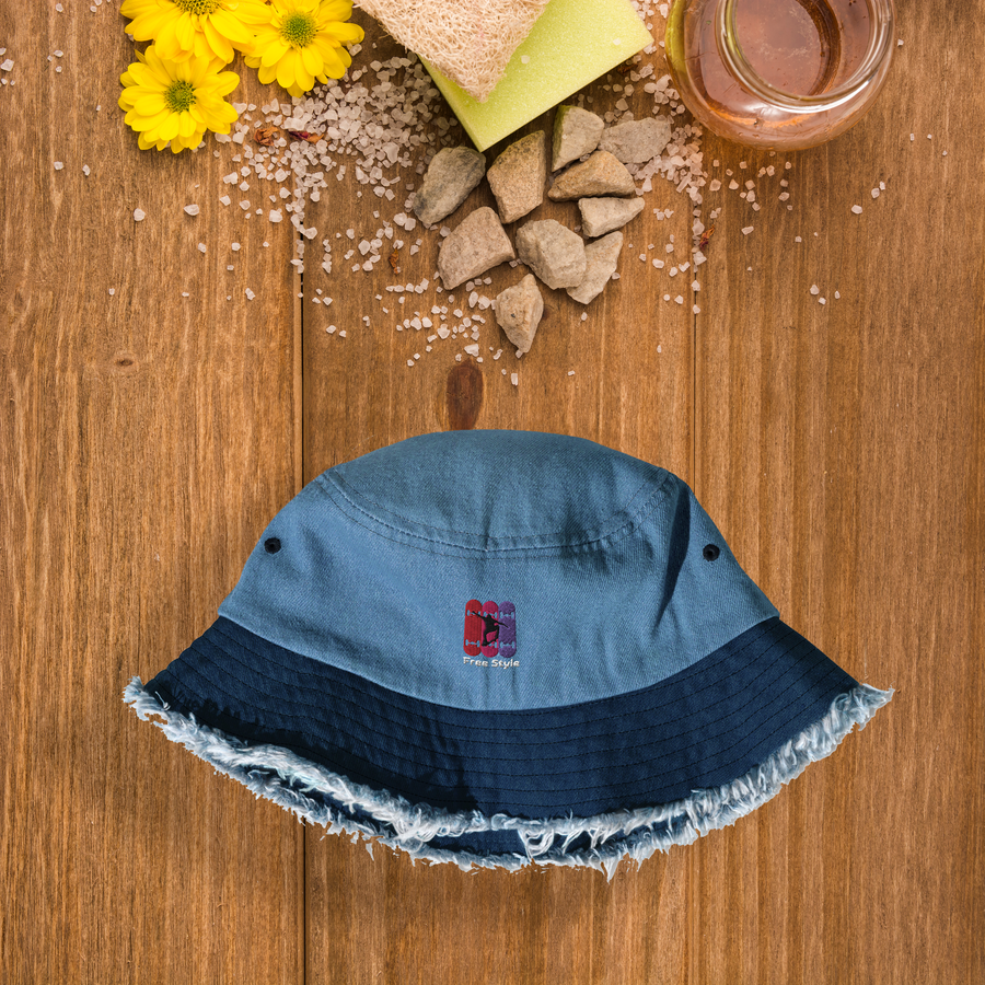 Gift the Ride – Skate and Style Denim Hat - - Distressed Buckets Hats