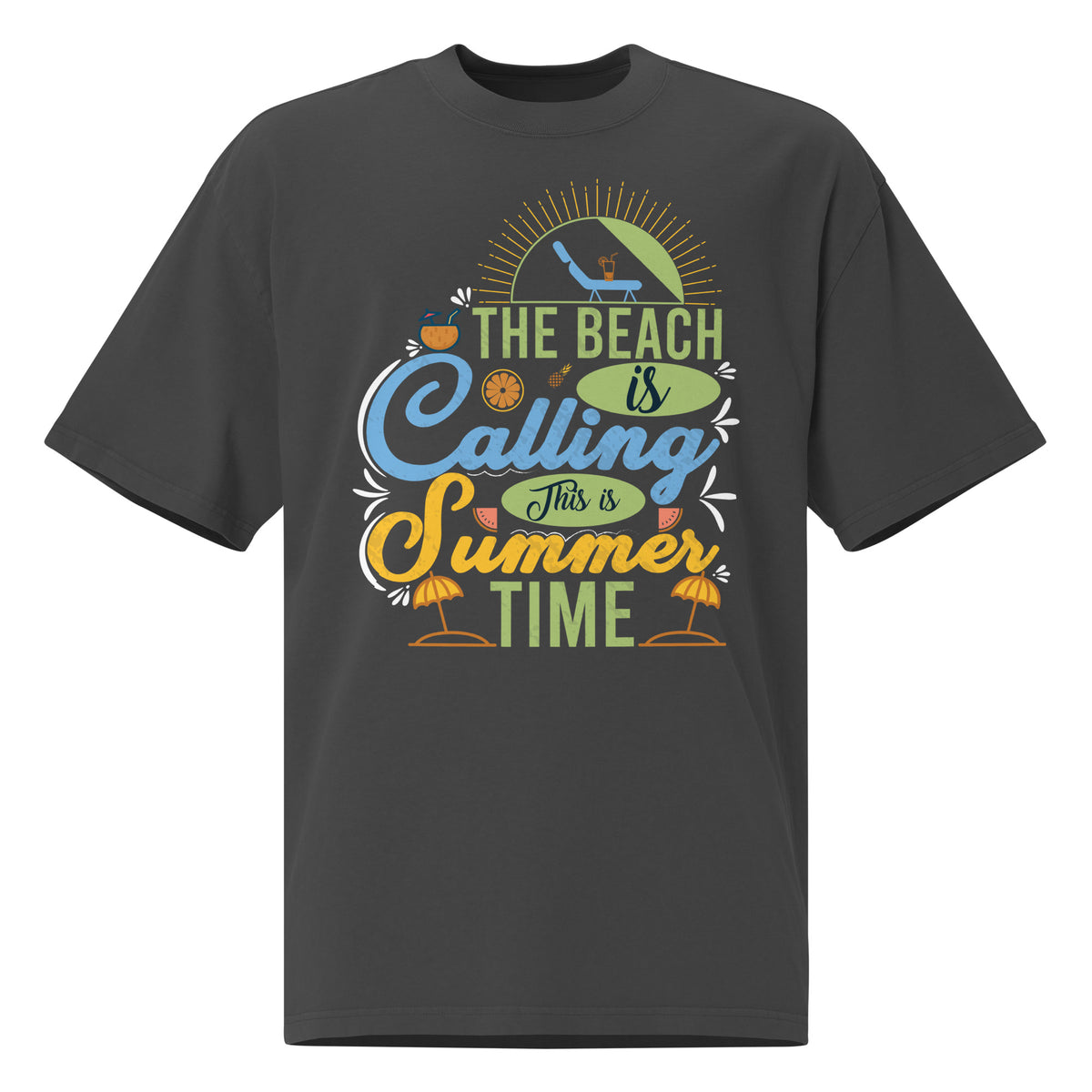 Seaside Dreams - Dive into Summer with Our Faded Beach Tee - Faded Black - T-shirts