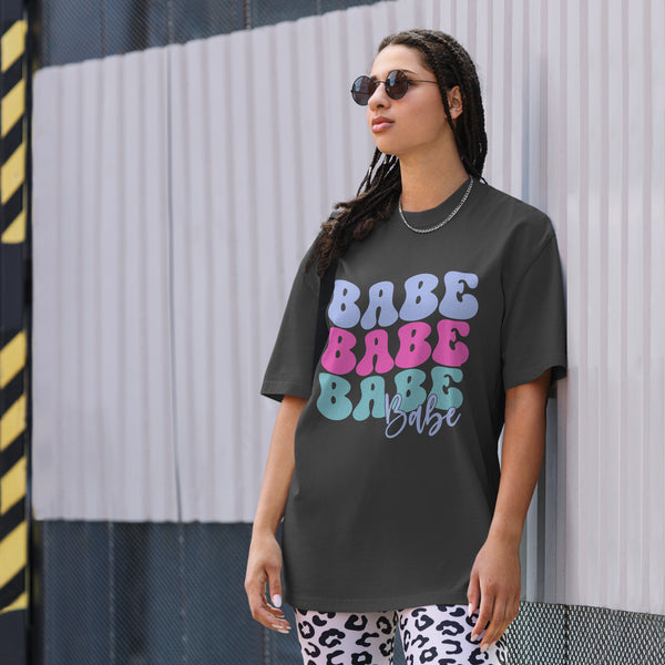 Babe Babe Babe - Unleash Confidence Oversized T-Shirt - - T-shirts