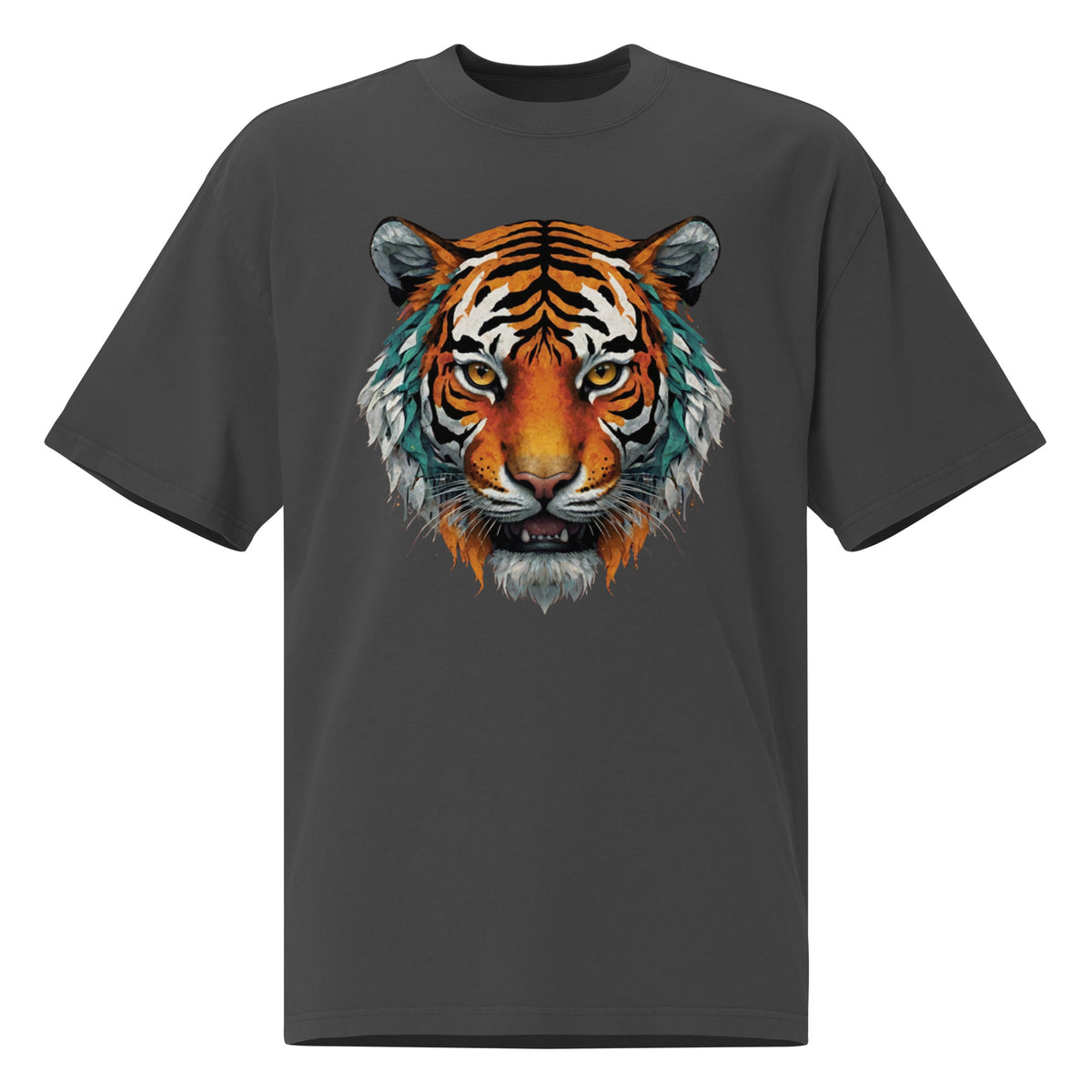 Powerful Presence - Vibrant Tiger Oversized Tee - - T-shirts