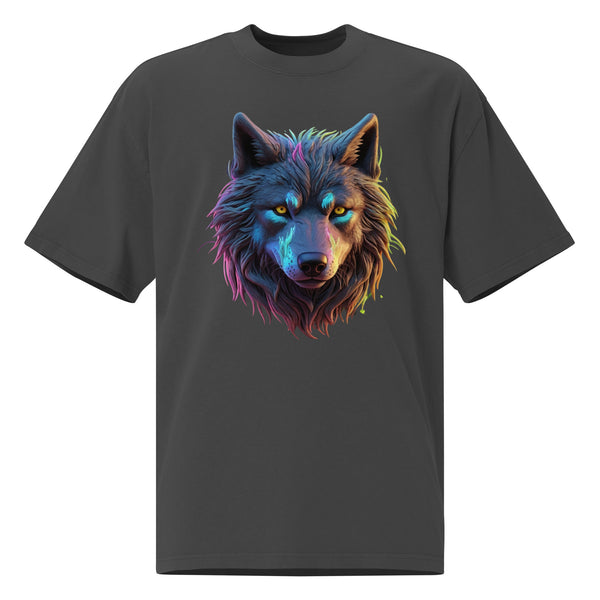 Neon Majesty - Captivating Wolf Design Tee - - T-shirts