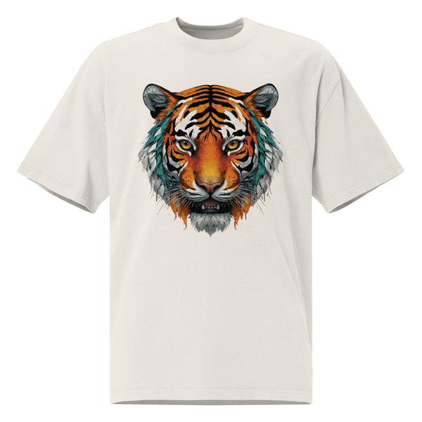 Powerful Presence - Vibrant Tiger Oversized Tee - - T-shirts