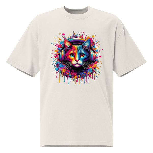 Groovy Cat - Vibrant Headphones Design - - T-shirts