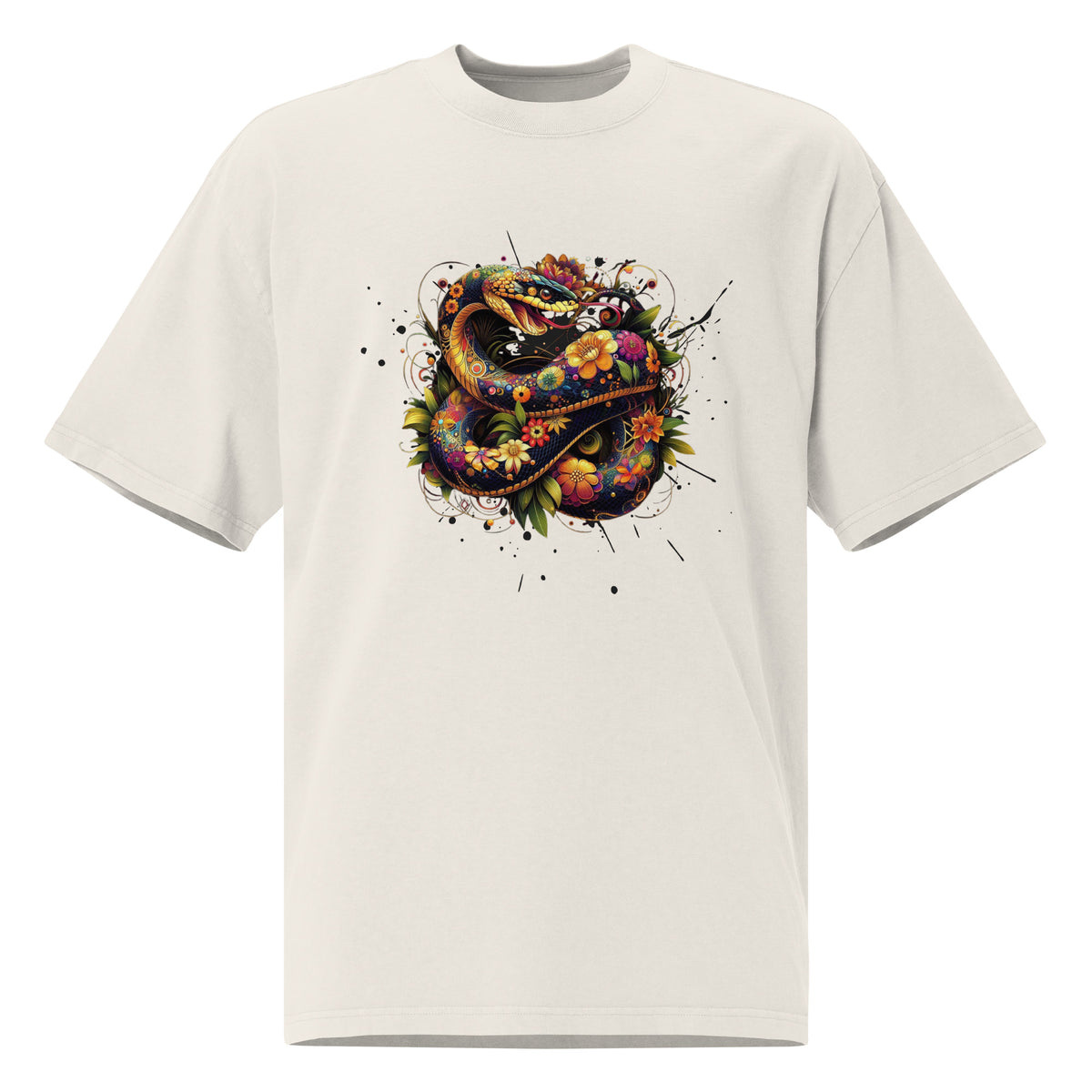 Snake in Bloom - Artistic Nature Tee - - T-shirts