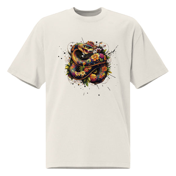 Snake in Bloom - Artistic Nature Tee - - T-shirts