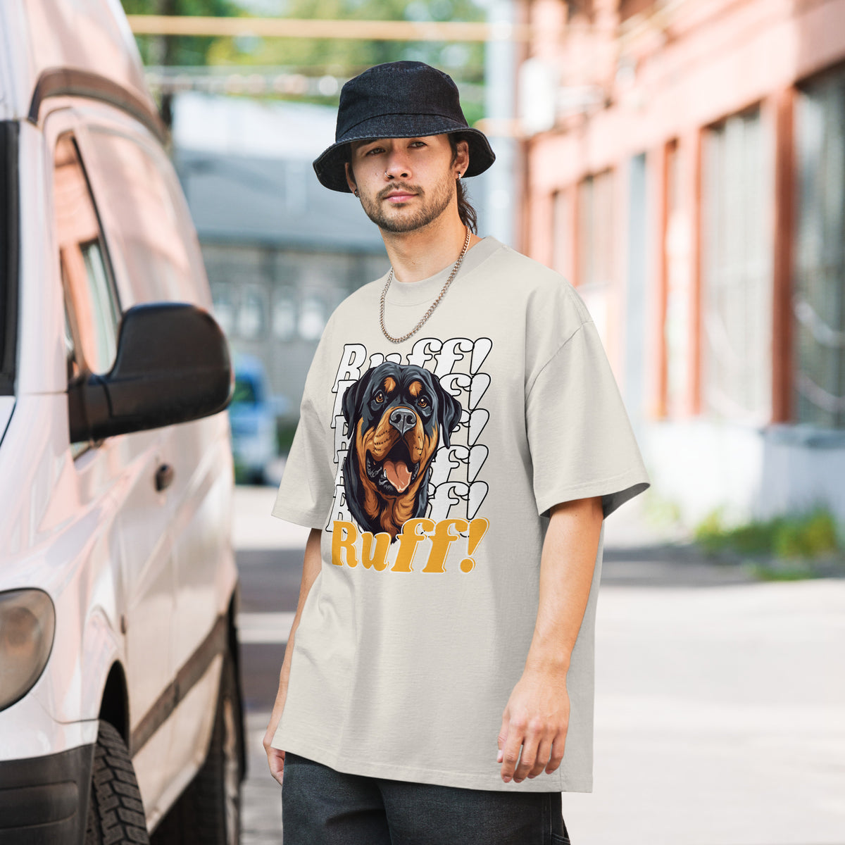 Guardian Play - Rottweiler Ruff! Design - Faded Bone - T-shirts