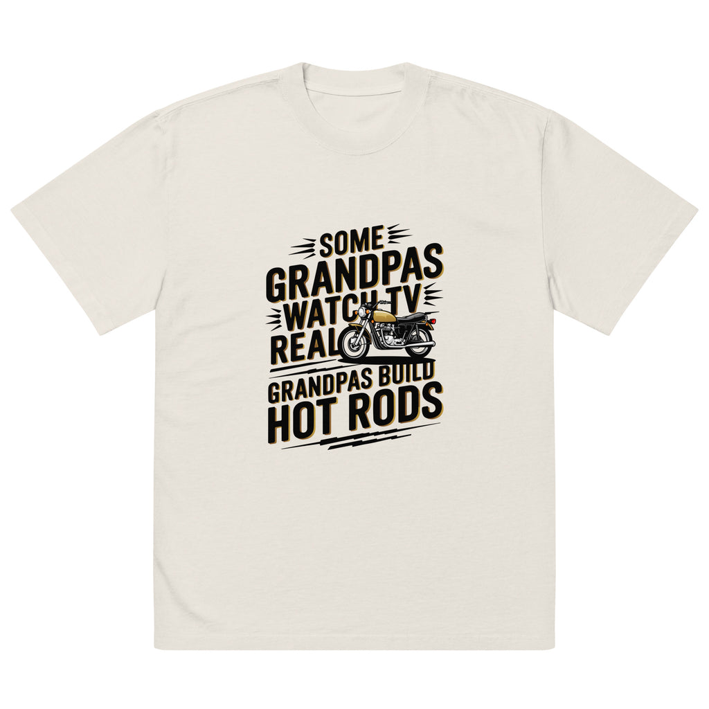 Real Grandpas Build Hot Rods – Oversized Vintage Tee - Faded Bone - T-Shirt