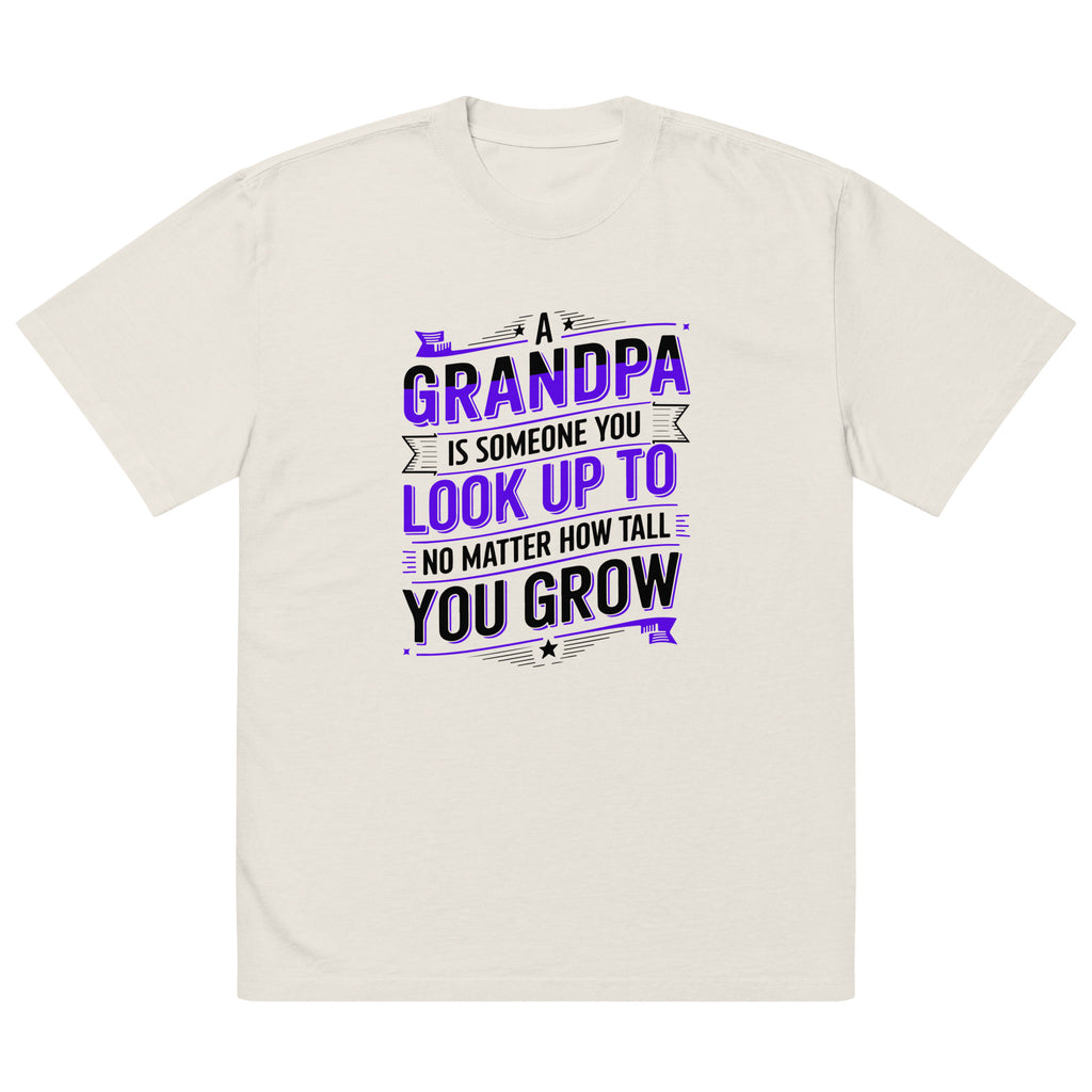 Grandpa: A Guiding Light – Inspirational Oversized Tee - Faded Bone - T-Shirt