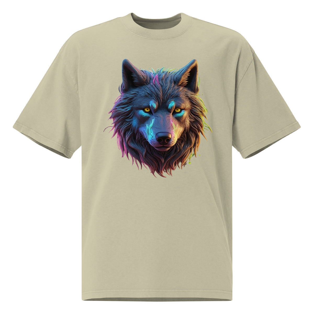 Neon Majesty - Captivating Wolf Design Tee - - T-shirts