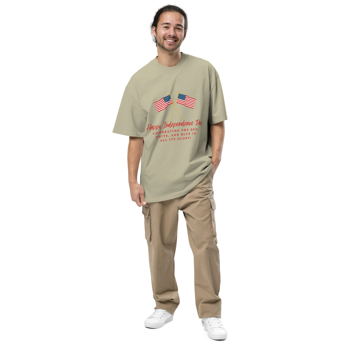 Celebrate in Style – Oversized Faded T-Shirt - Faded Eucalyptus - T-Shirt