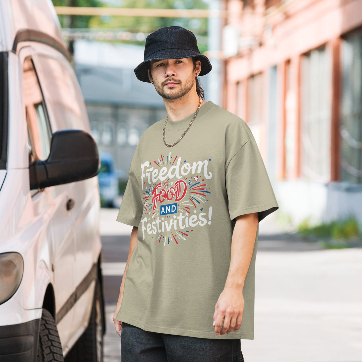 Freedom Vibes – Gift Tee for Him - Faded Eucalyptus - T-Shirt