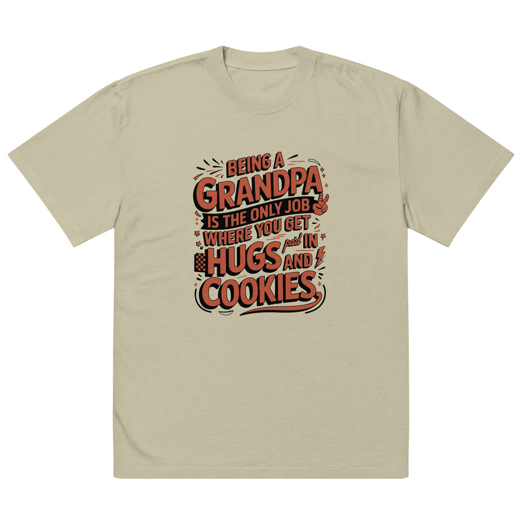 Grandpa’s Paycheck - Hugs & Cookies – Oversized Vintage Tee - Faded Eucalyptus - T-Shirt