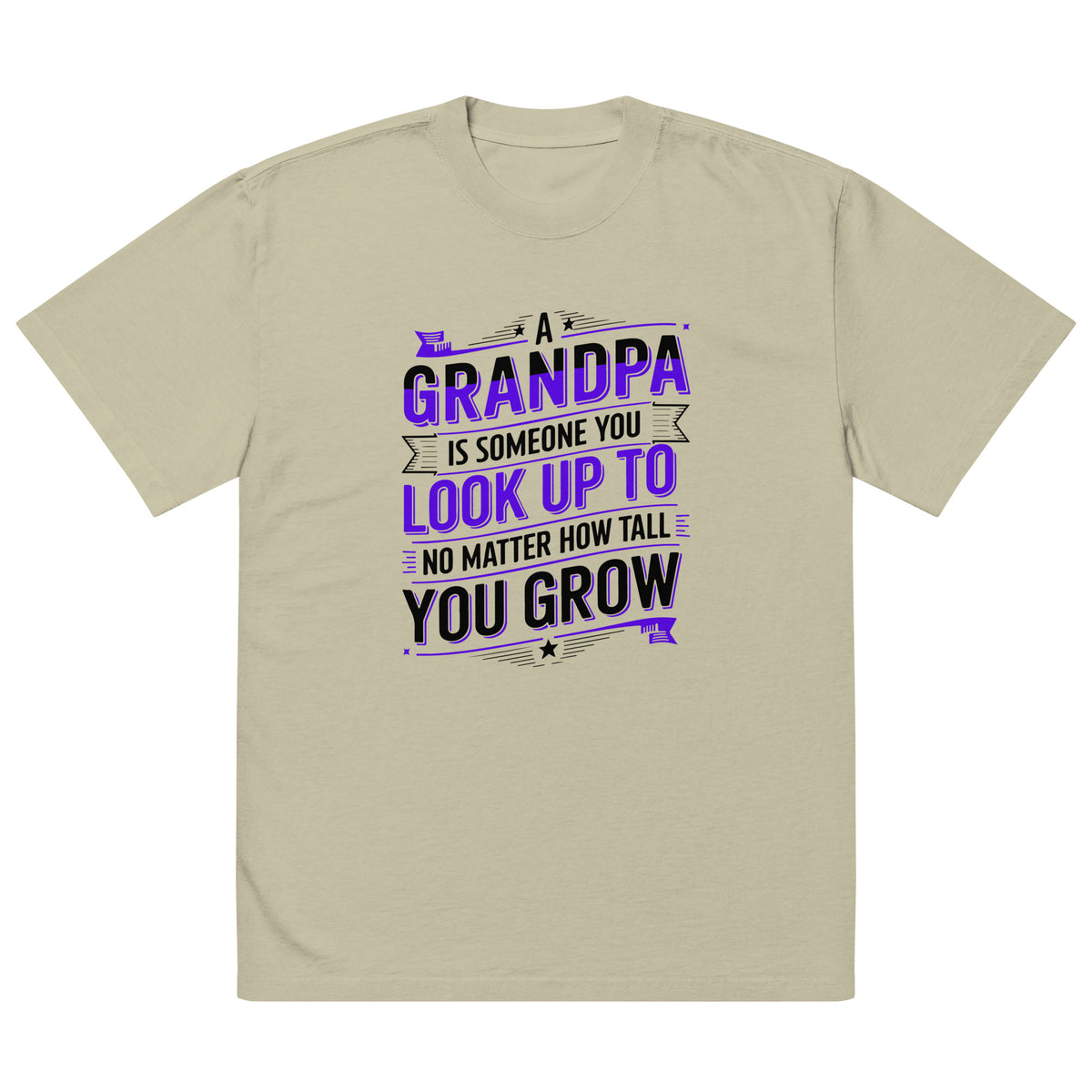 Grandpa: A Guiding Light – Inspirational Oversized Tee - Faded Eucalyptus - T-Shirt