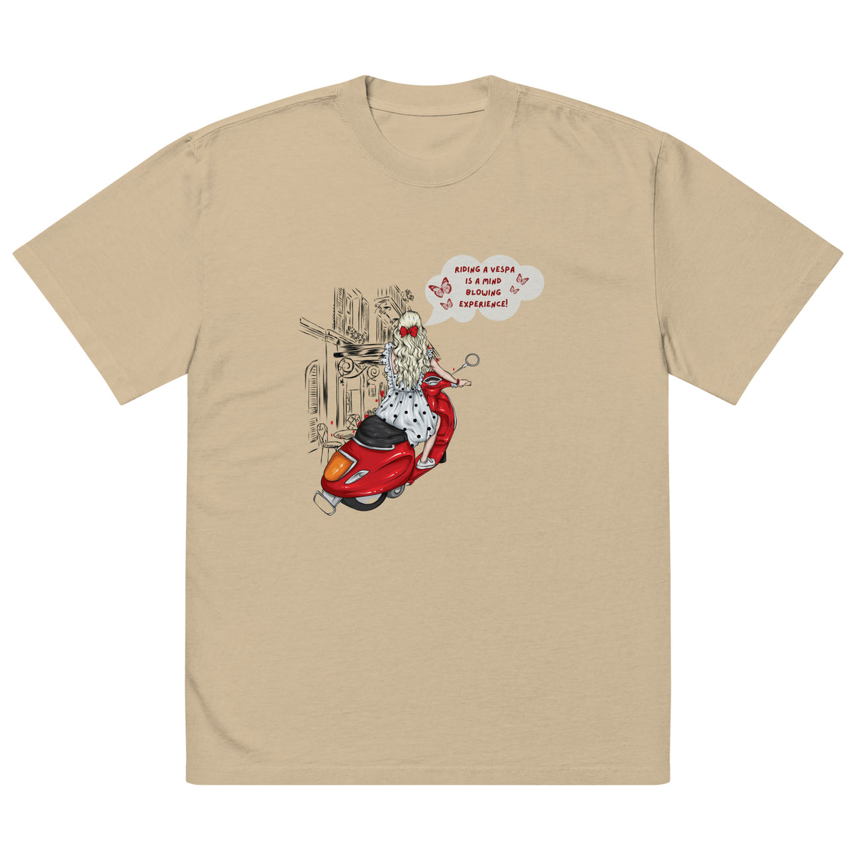 Blissful Vespa Ride - Embrace Nostalgia in Our Vintage Tee - - Crewneck T-shirts