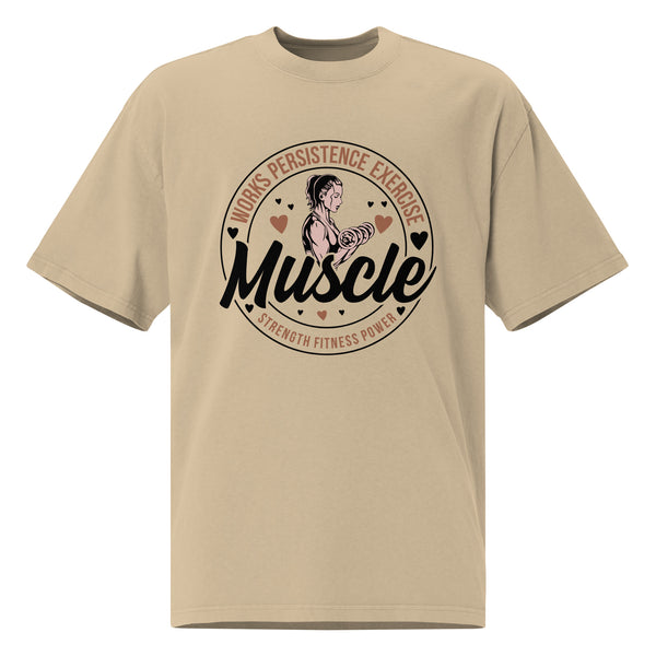 Muscle & Motivation - Fuel Your Workouts with our Strength & Style Tee - Faded Khaki - T-shirts