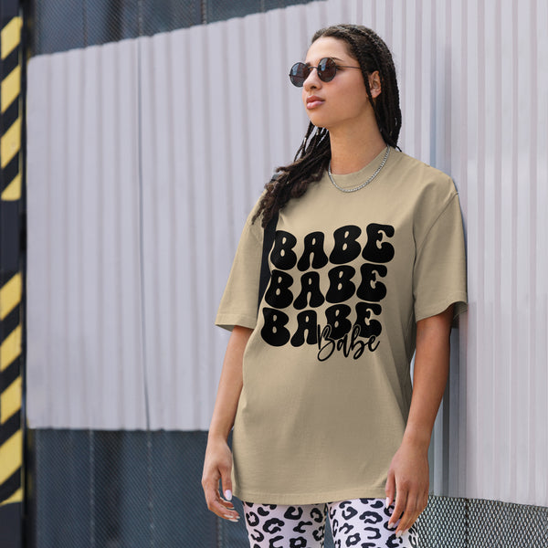 Babe Babe Babe - Unleash Confidence Oversized T-Shirt - - T-shirts