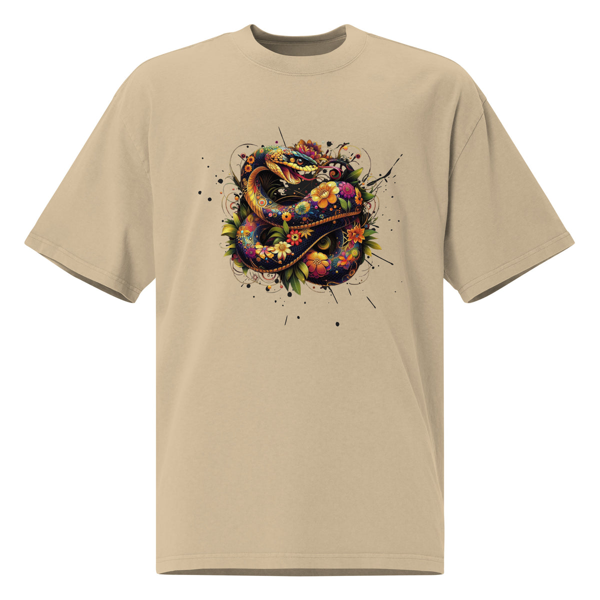 Snake in Bloom - Artistic Nature Tee - - T-shirts