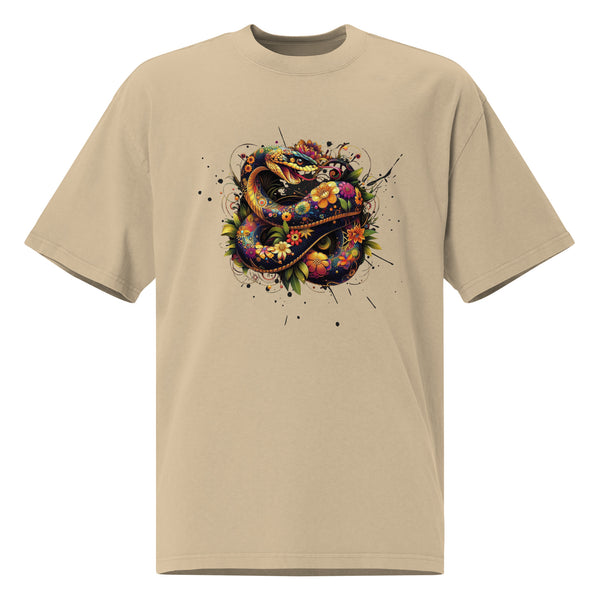 Snake in Bloom - Artistic Nature Tee - - T-shirts