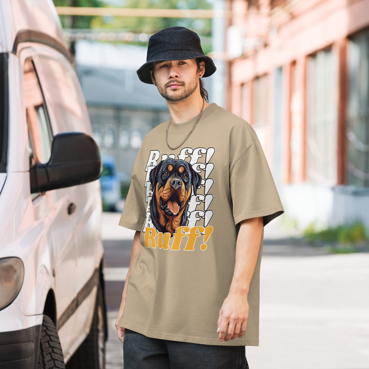 Guardian Play - Rottweiler Ruff! Design - Faded Khaki - T-shirts