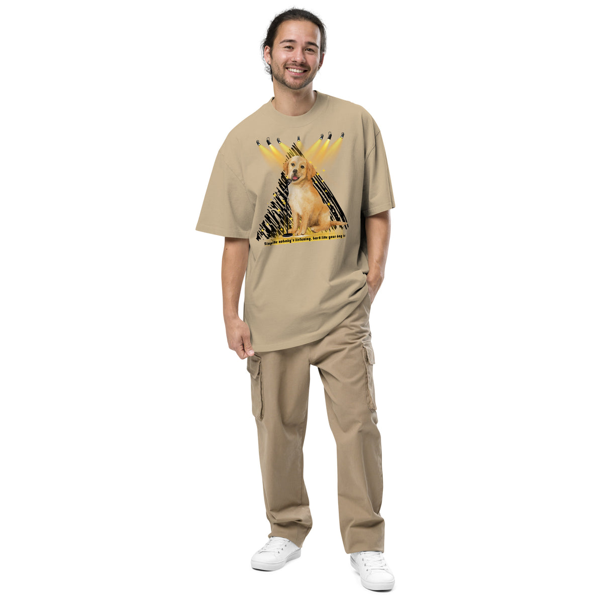 Sing & Bark - Golden Performance Tee - Faded Khaki - T-shirts