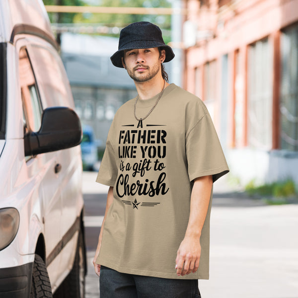 Salute to Dad – Patriotic Oversized T-Shirt - Faded Khaki - T-shirts