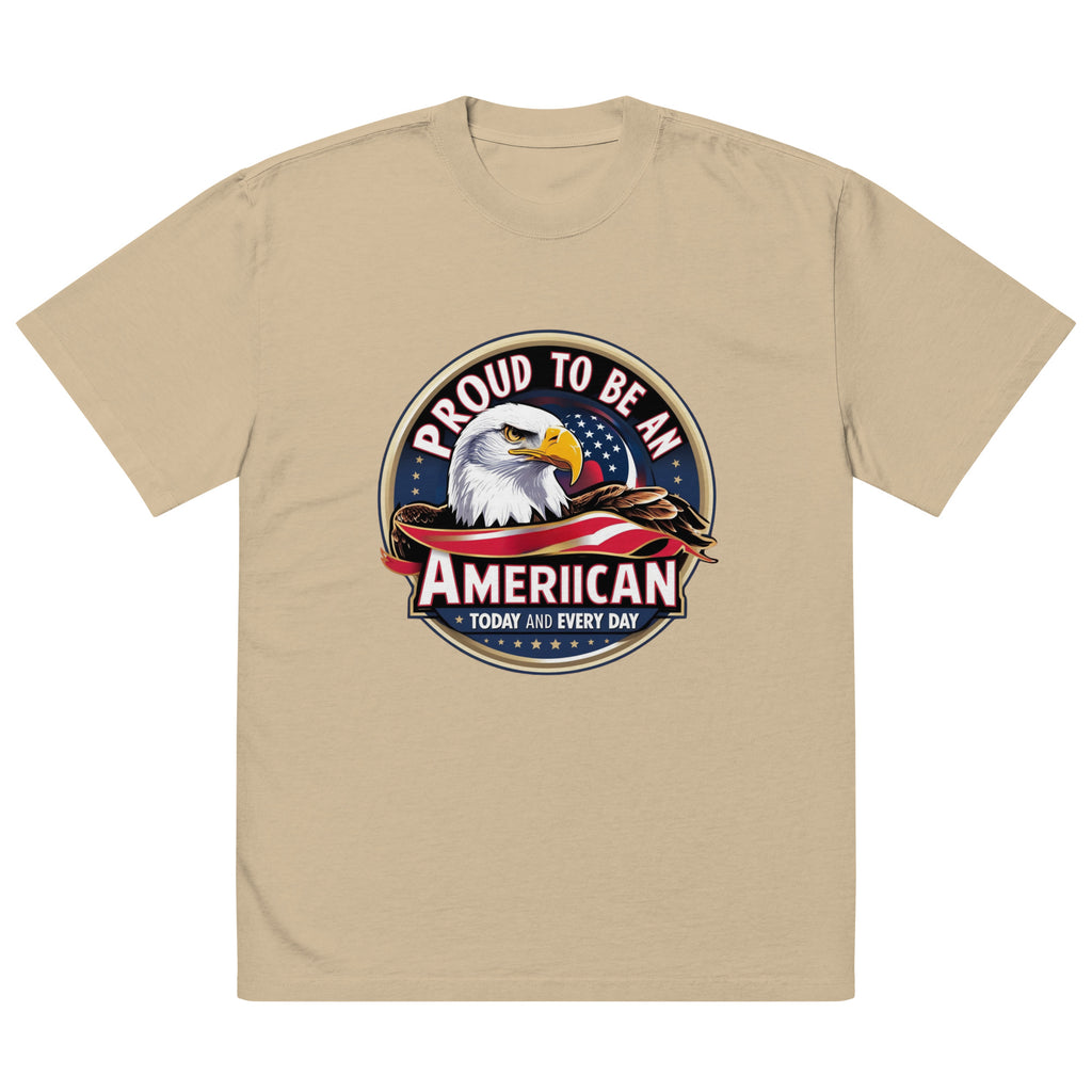 Proud to Be an American - Patriotic Tee for Him - Faded Khaki - T-Shirt