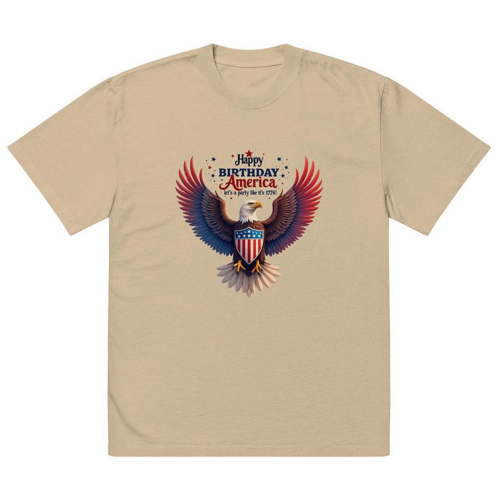 Party Like It’s 1776 - Patriotic Design for Him - Faded Khaki - T-Shirt