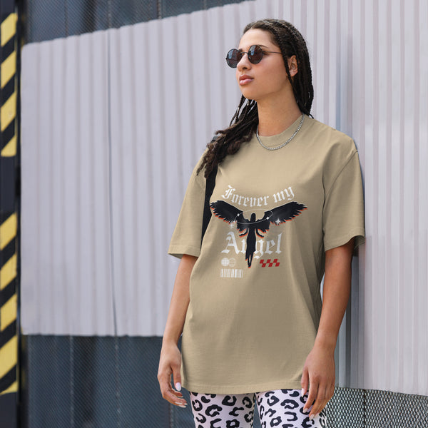 Oversized Angel Tribute Shirt for Her - Faded Khaki - T-Shirts