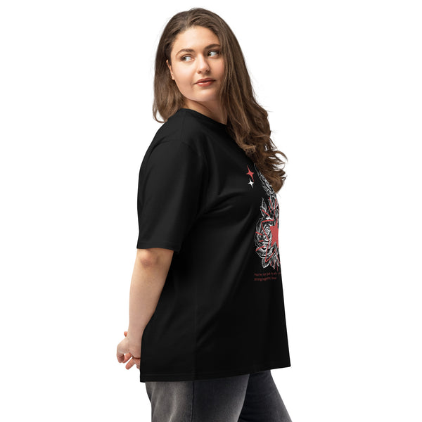 Romantic Bold Print – Oversized Heavyweight Love Tee - - T-Shirts