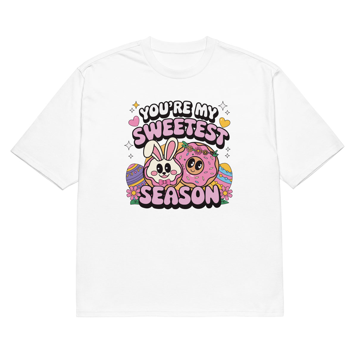 Sweet Bunny & Donut Love Oversized T-Shirt - - T-Shirts