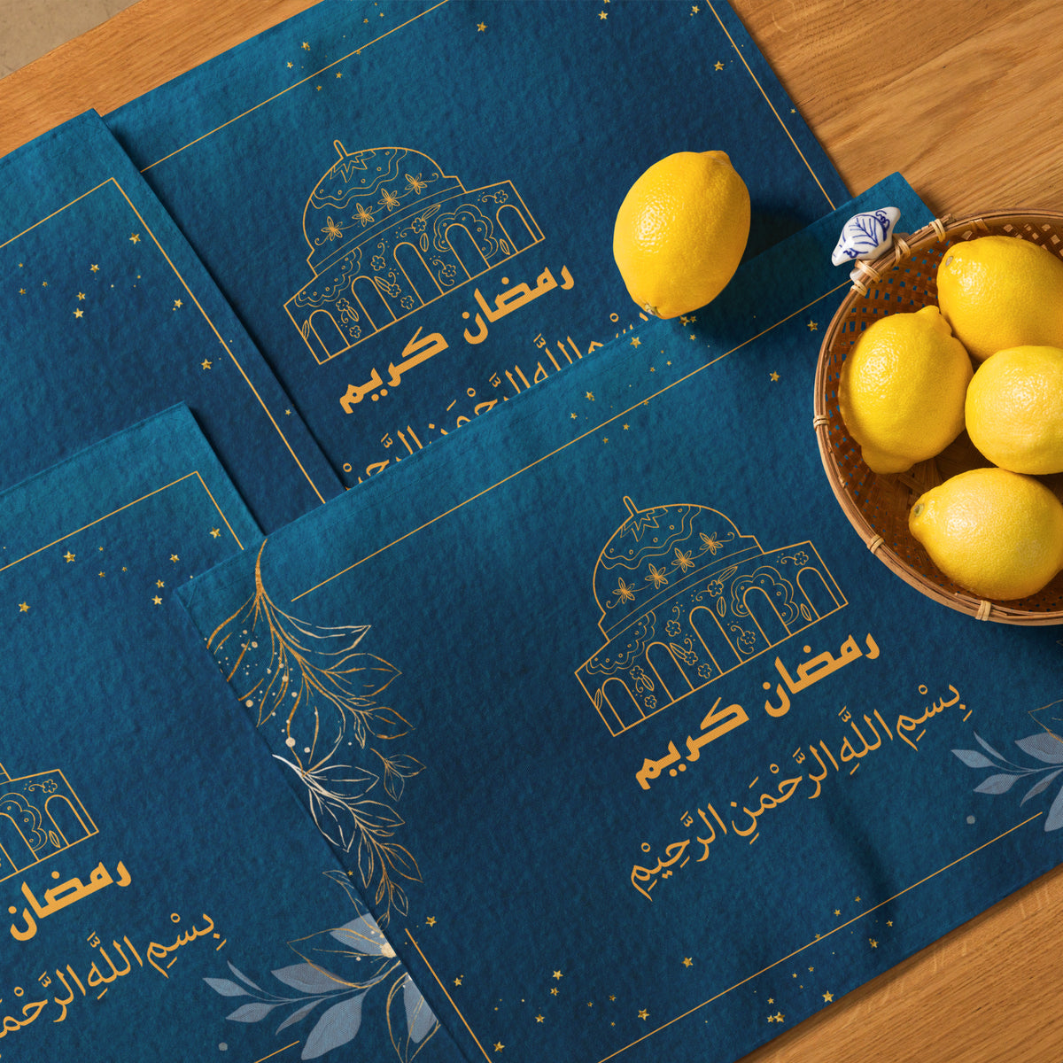 Ramadan Kareem Elegance – Blue & Gold Iftar Placemats Gift Set - Default Title - Placement Set