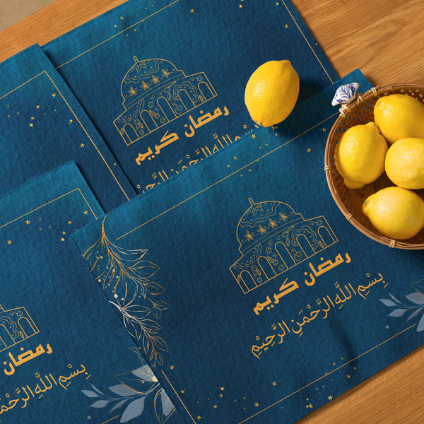 Ramadan Kareem Elegance – Blue & Gold Iftar Placemats Gift Set - Default Title - Placement Set