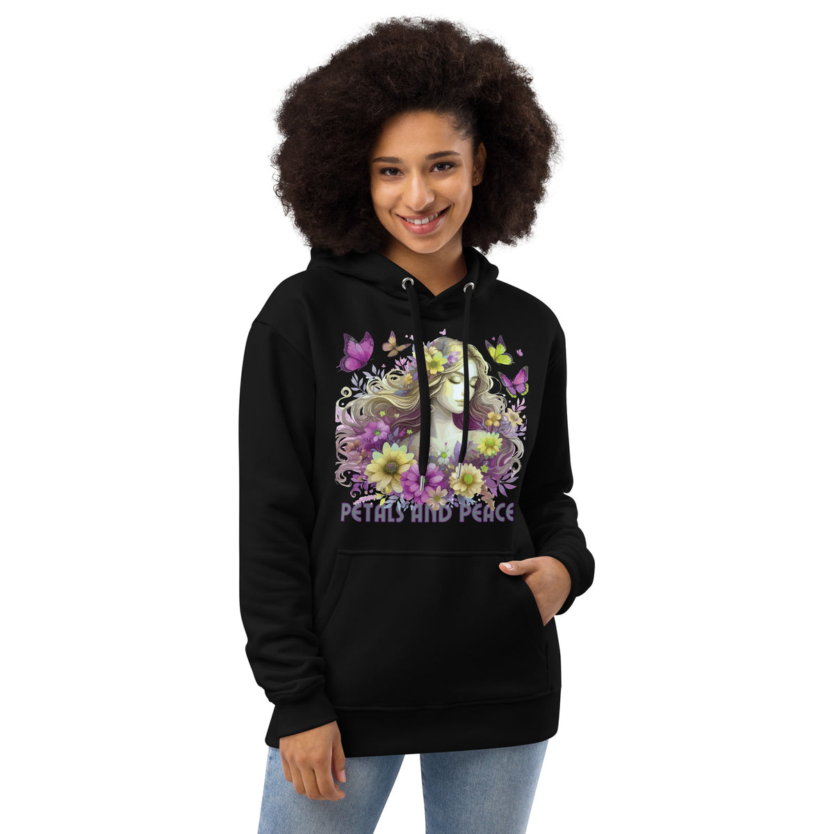 Peaceful Blooms - A Hoodie for Tranquil Souls - Black - Hoodies