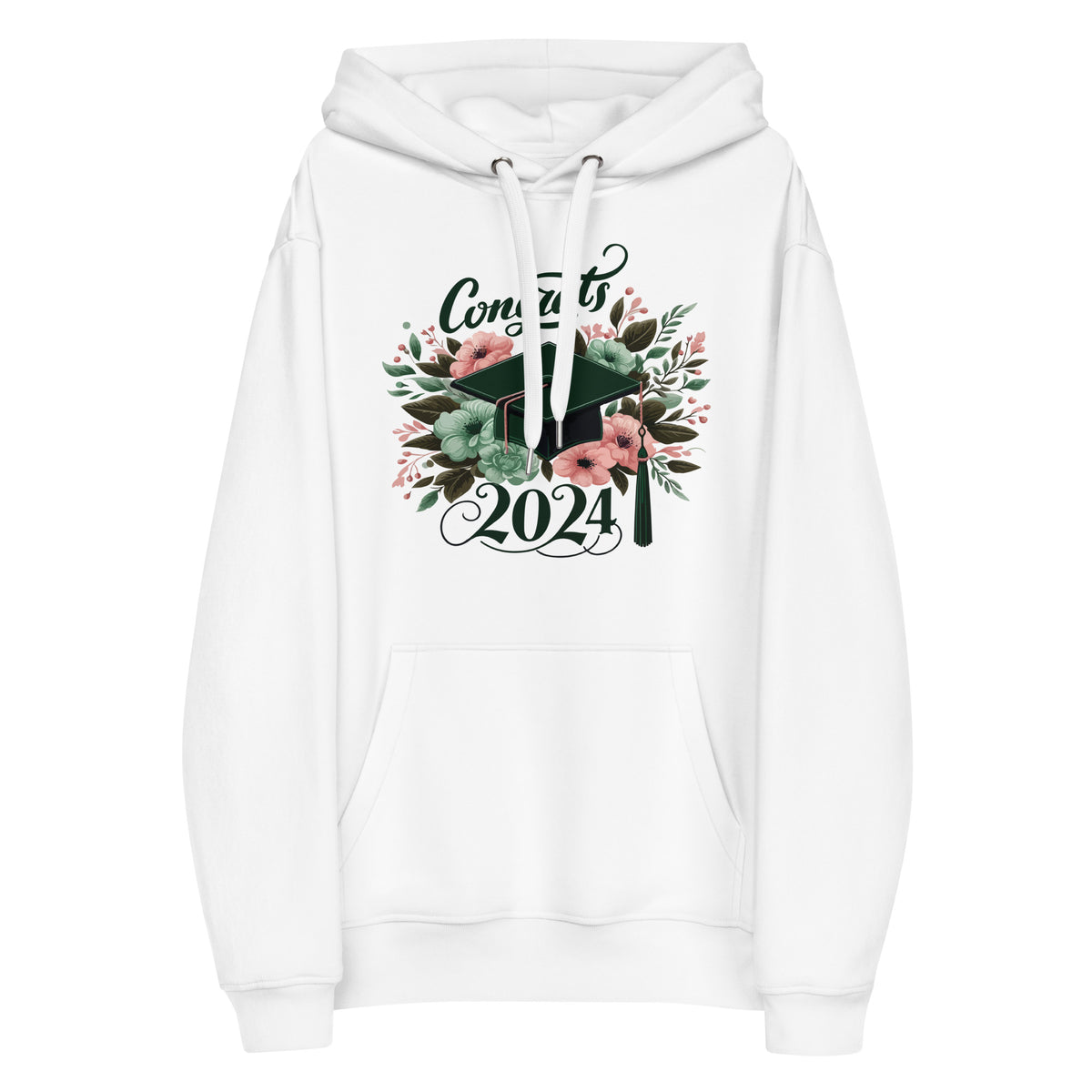 Green Cap & Blossoms - Honor Your 2024 Graduate - - Hoodies