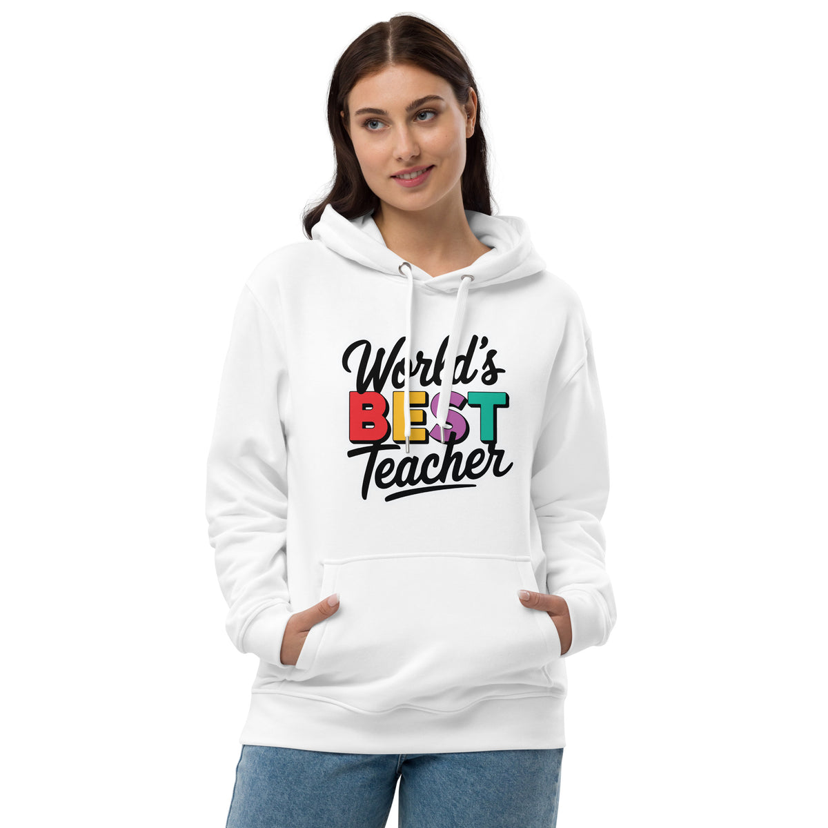 World’s Best Teacher Gift Hoodie - White - Hoodies