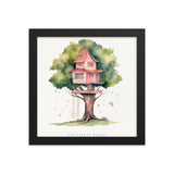 Imagination Station - Treehouse Dreamscape Art - Black 10″×10″ - Framed Poster