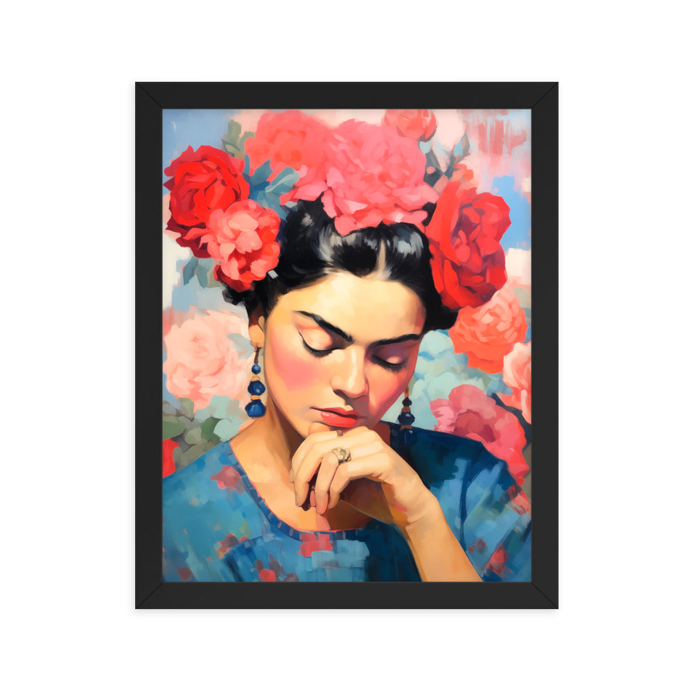 Serene Beauty - Enchanted Floral Poster - Black 11″×14″ - Framed Posters