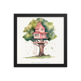 Imagination Station - Treehouse Dreamscape Art - Black 12″×12″ - Framed Poster