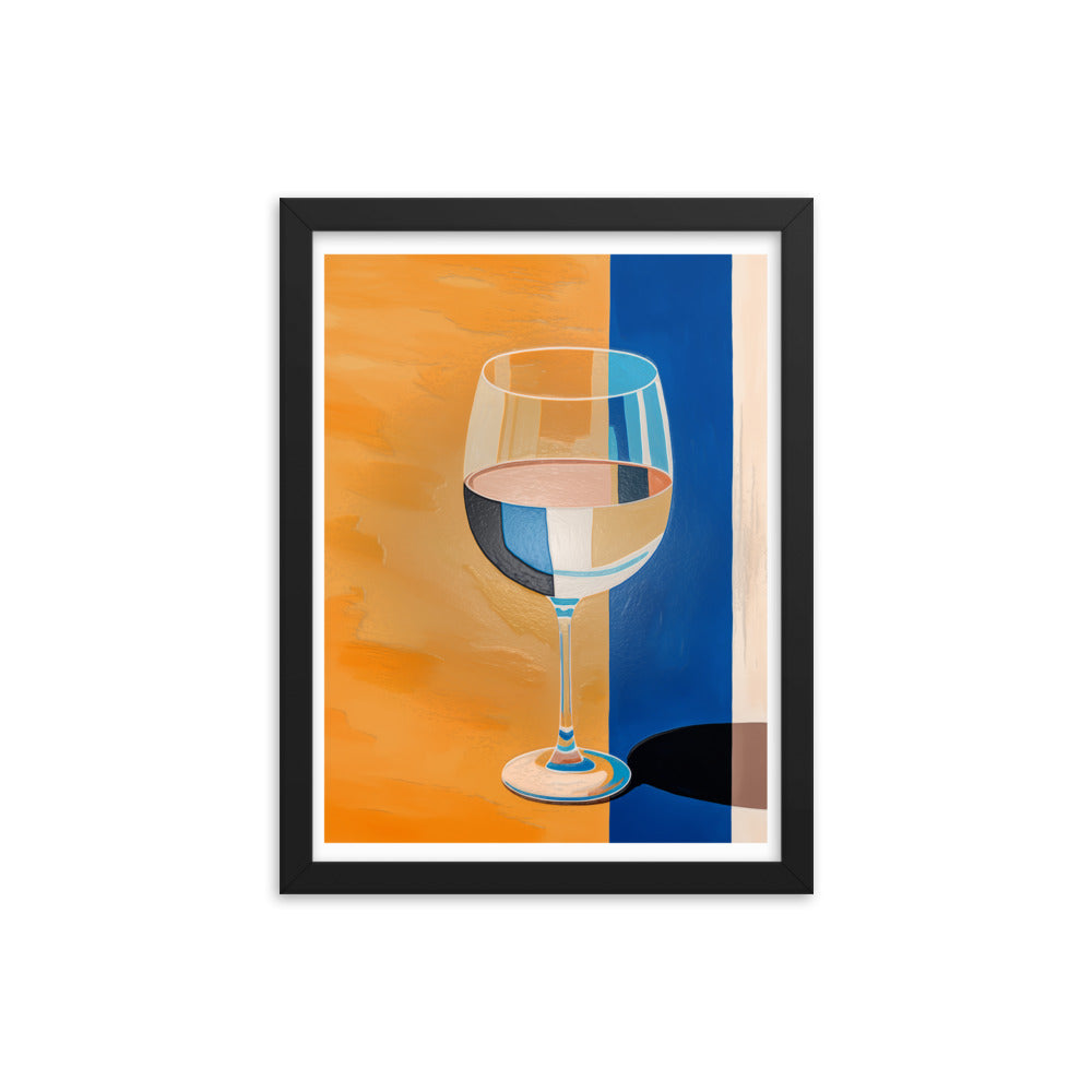 Refined Elegance - Wine Glass Reflections - 12″×16″ - Framed Poster