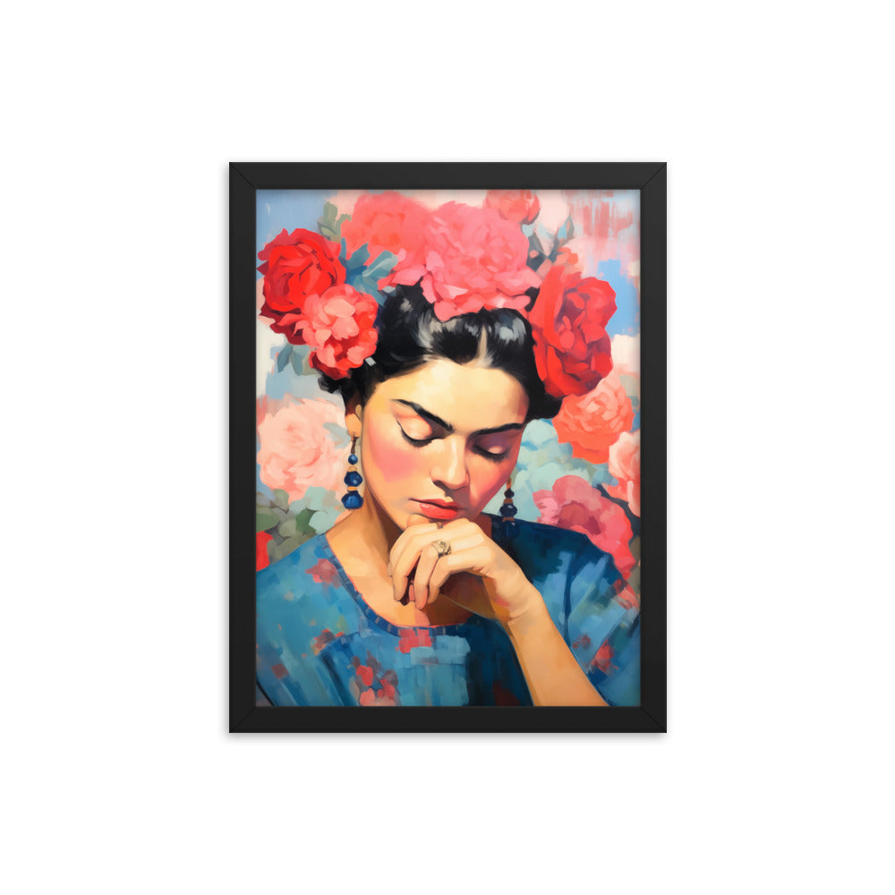 Serene Beauty - Enchanted Floral Poster - Black 12″×16″ - Framed Posters