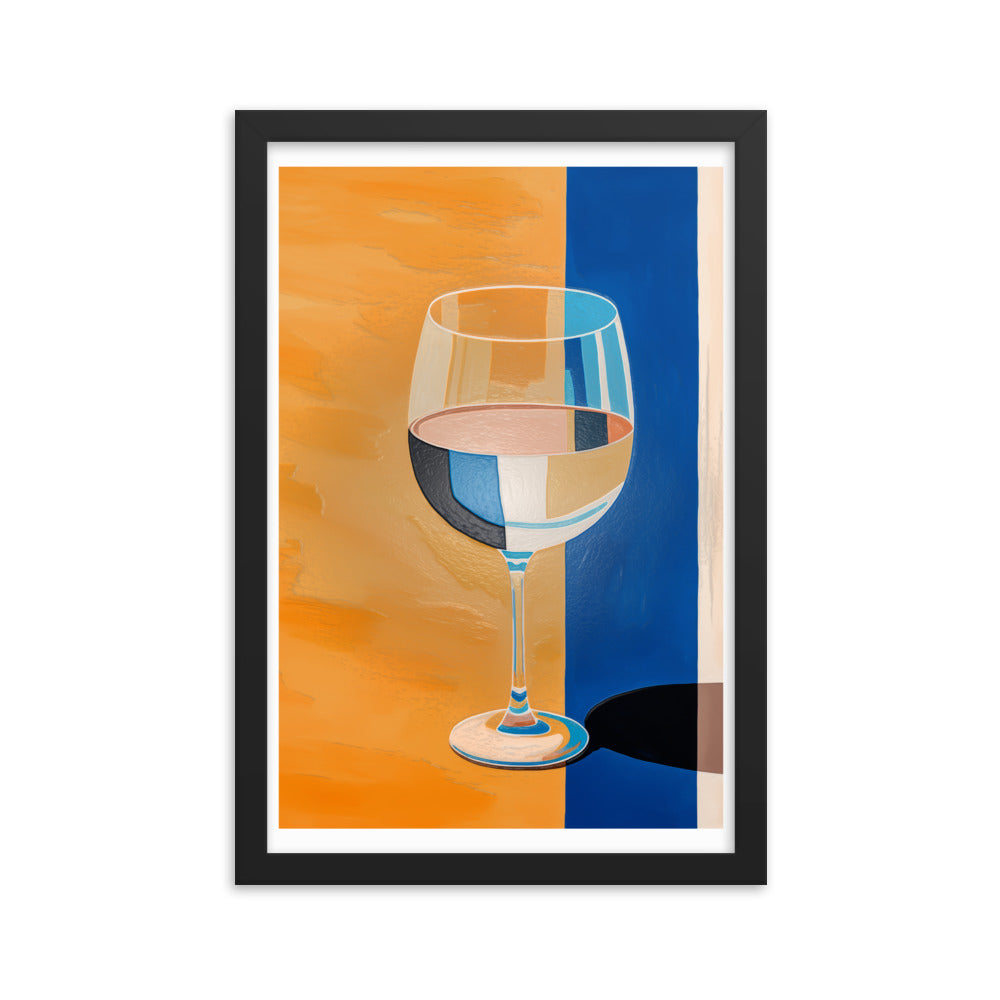 Refined Elegance - Wine Glass Reflections - 12″×18″ - Framed Poster