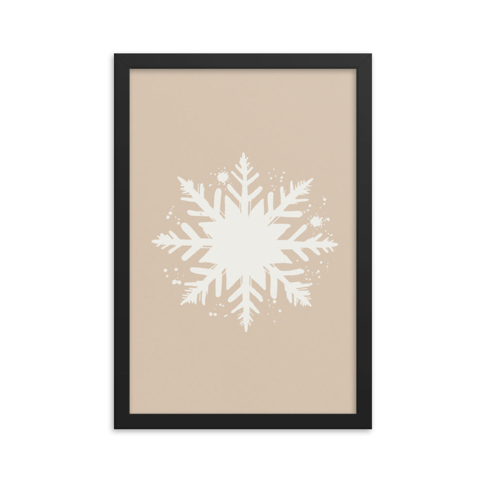 Timeless Frost - Framed Snowflake Design - Black 12″×18″ - Framed Posters