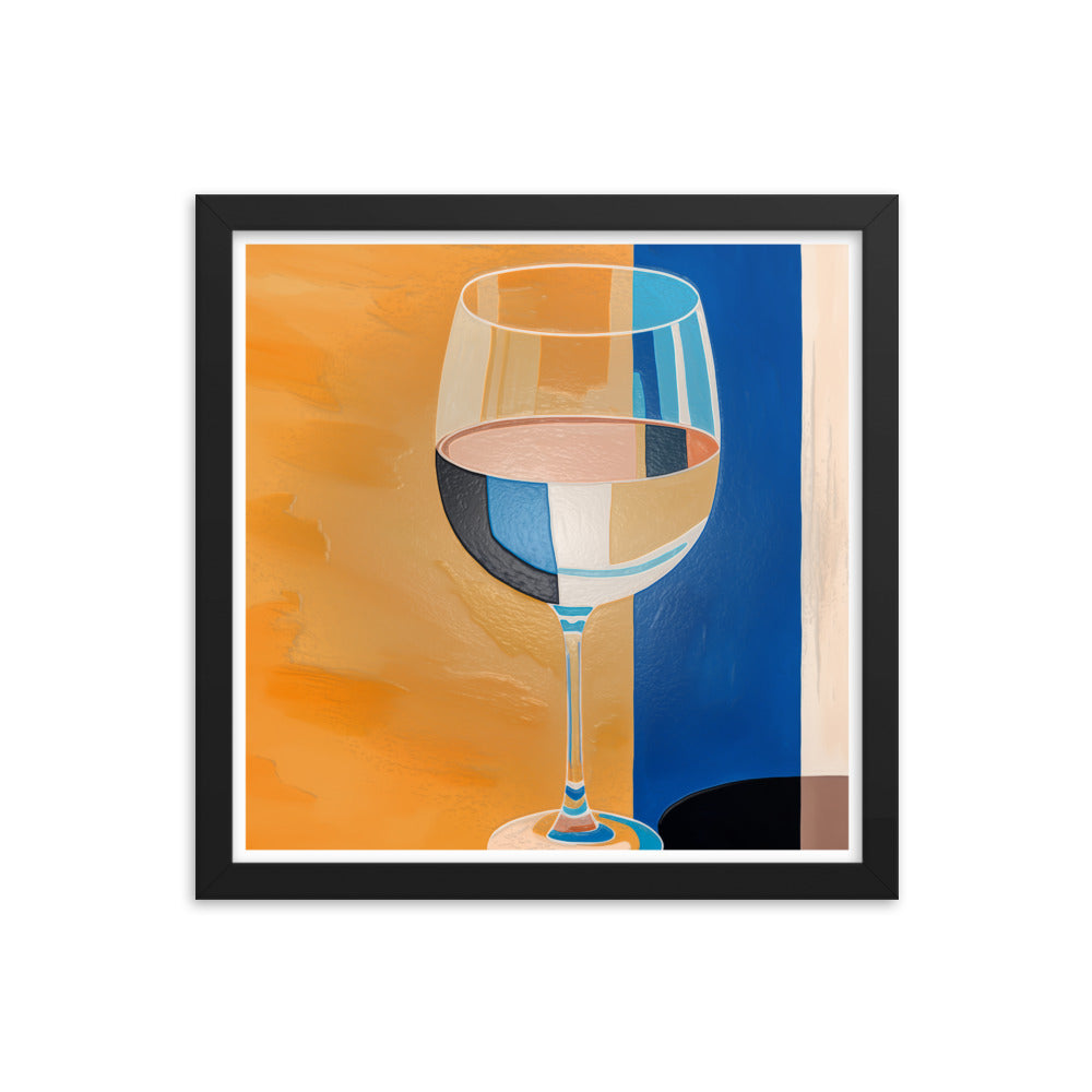 Refined Elegance - Wine Glass Reflections - 14″×14″ - Framed Poster