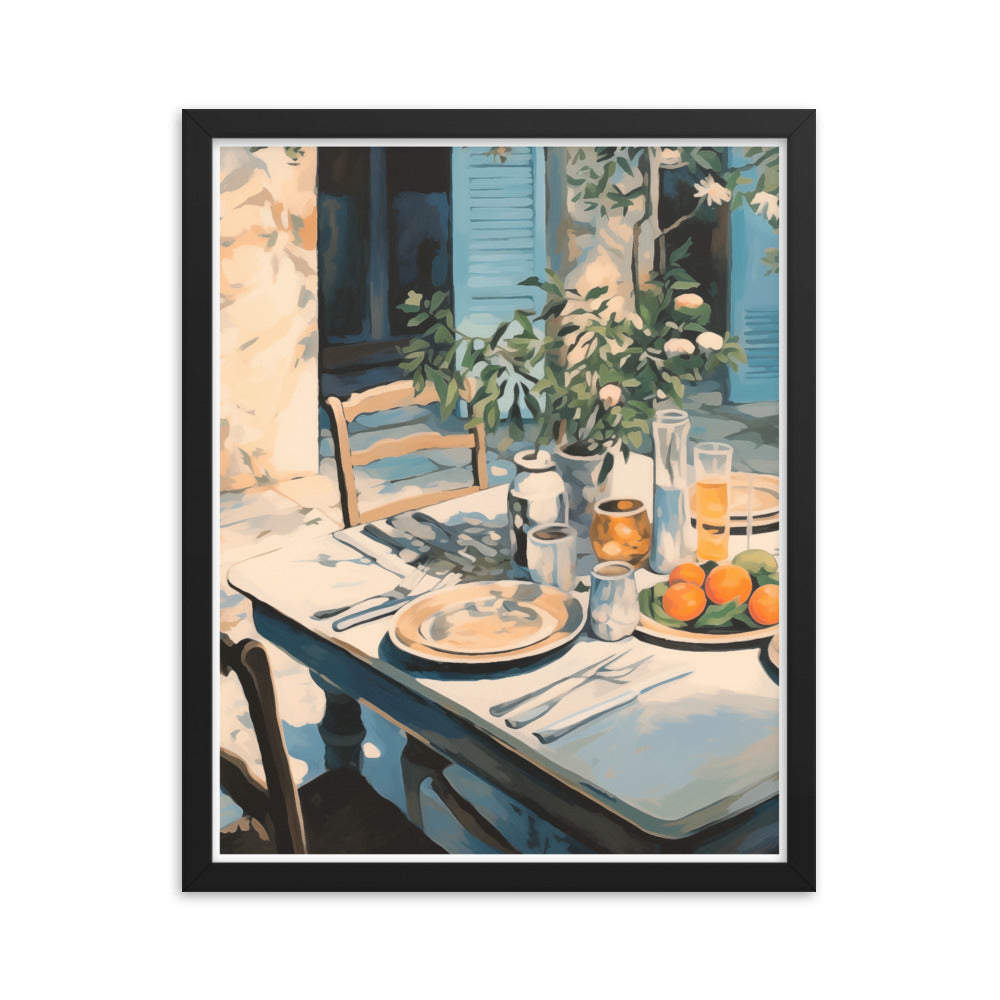 Tranquil Brunch - Rustic Outdoor Dining Poster - Black 16″×20″ - Framed Poster