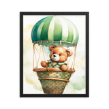 Floating Dreams - Teddy Bear in the Sky - Black 16″×20″ - Framed Posters