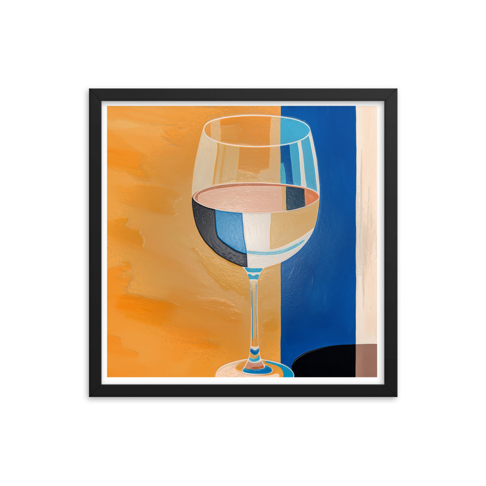 Refined Elegance - Wine Glass Reflections - 18″×18″ - Framed Poster