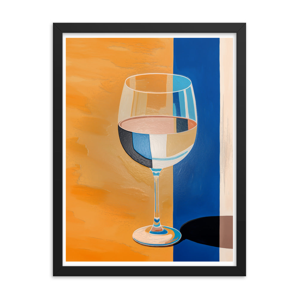 Refined Elegance - Wine Glass Reflections - 18″×24″ - Framed Poster