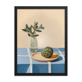 Rustic Elegance - Artichoke and Greenery Wall Art - Black 18″×24″ - Framed Poster